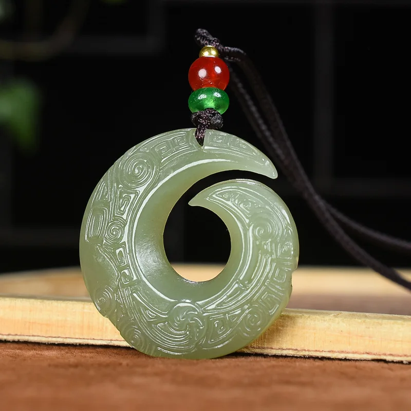 

Hetian Jade Good Luck Comes Jade Pendant Men's Gray Jade Jade Pendant Jade Safety Knot Women's Jade Necklace Pendant