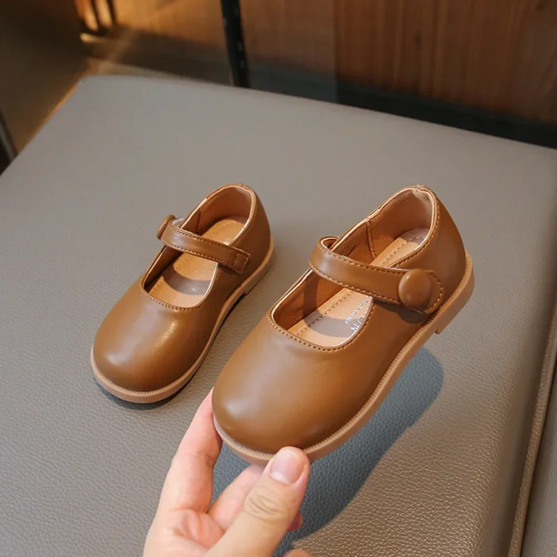 

Girls Princess Shoes 2024 Spring Autumn New Fashion Girl Leather Shoes British Style Soft Sole Korean Children Single Peas Shoes