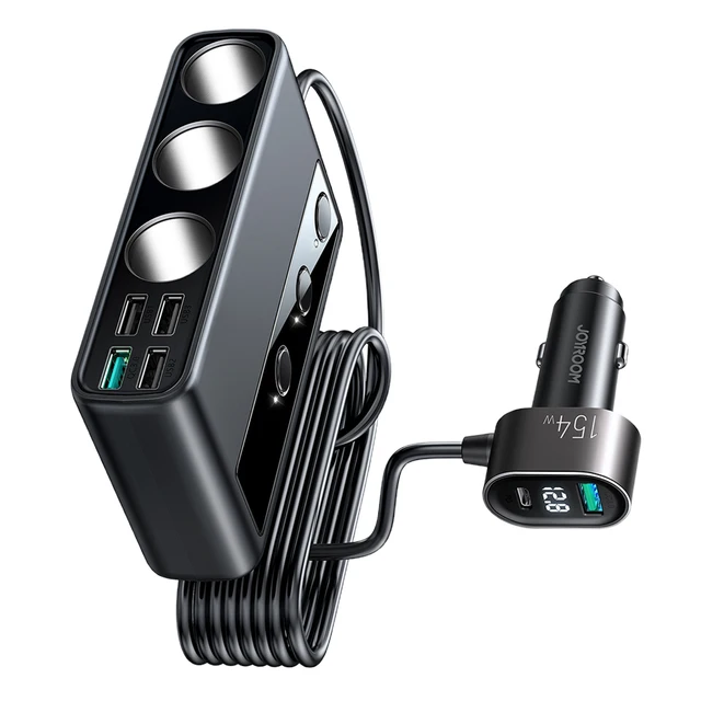 Chargeur Voiture USB Multi Port Joyroom JR-CL06 154W - PD, QC3.0 - Noir