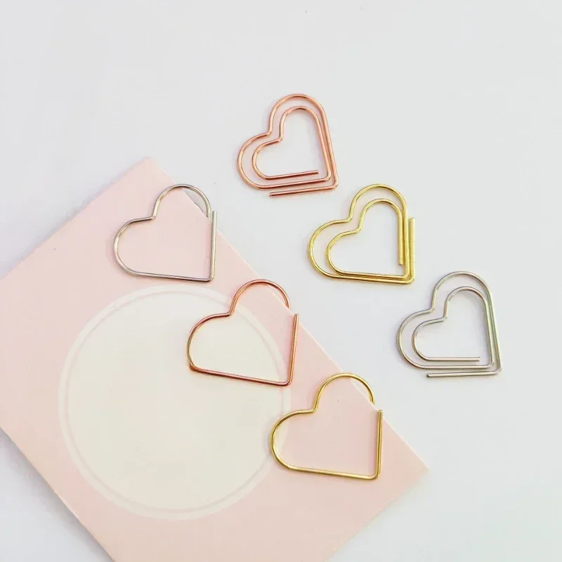 Hearts Metal Clips 50Pcs/pack Mini Papers Binder Clip Bookmark Book Binding Notebook Decor Stationery School Binding Supplies