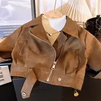 Veste de printemps et d'automne pour filles de 2 3 4 5 6 8 ans, manteau en cuir artificiel pour enfants, vêtements d'extérieur résistants aux taches, nouvelle mode 1