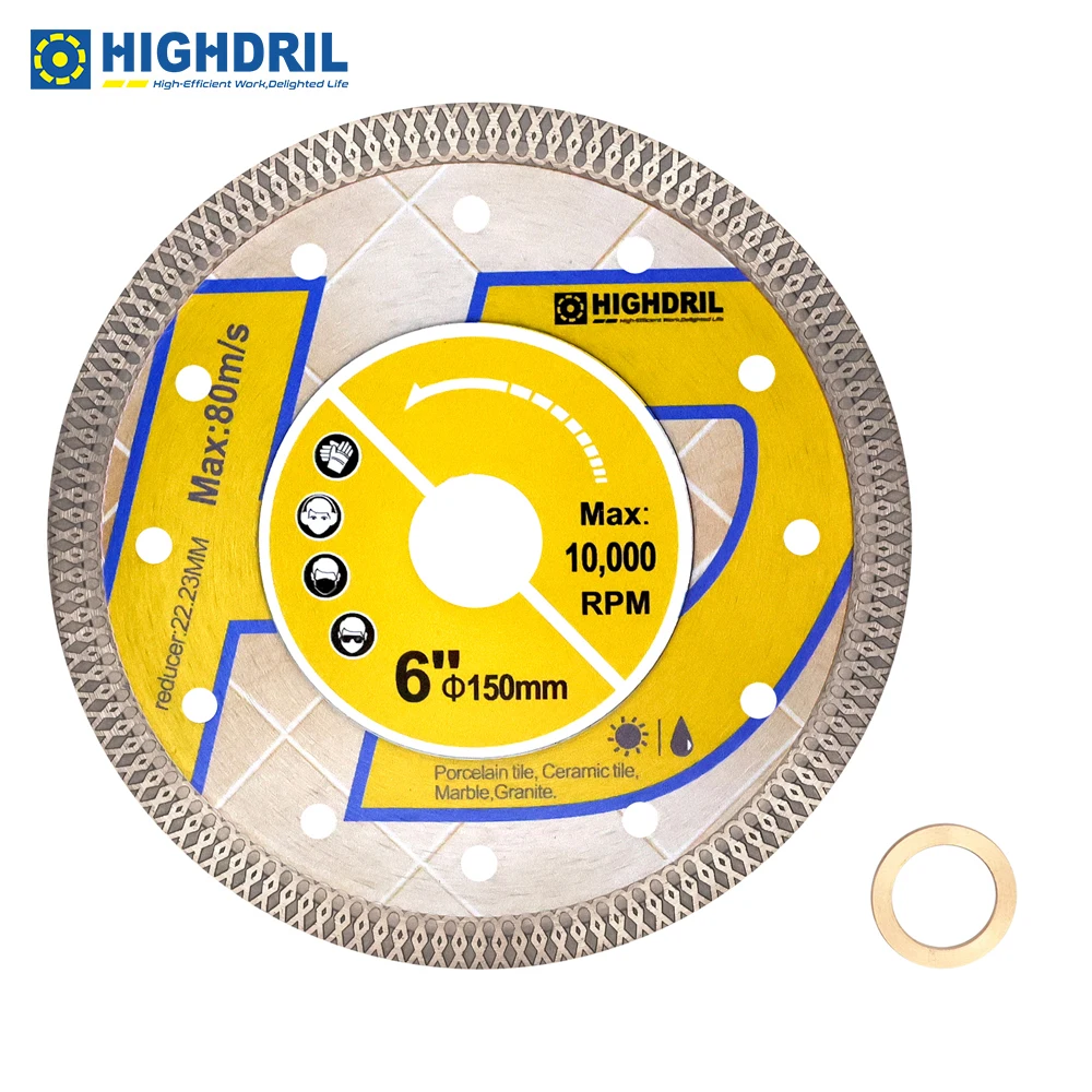 

HIGHDRIL Diamond Hot Pressed Sintering X Mesh Saw Blade Cutting Disc 1pc Dia150mm/6inch For Ceramic Tile Granite Marble Tools