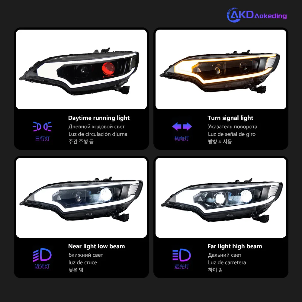 AKD Head Lamp for  Honda Jazz Fit LED Headlight 2014-2019 Headlights FIT DRL Turn Signal High Beam Angel Eye Projector Lens