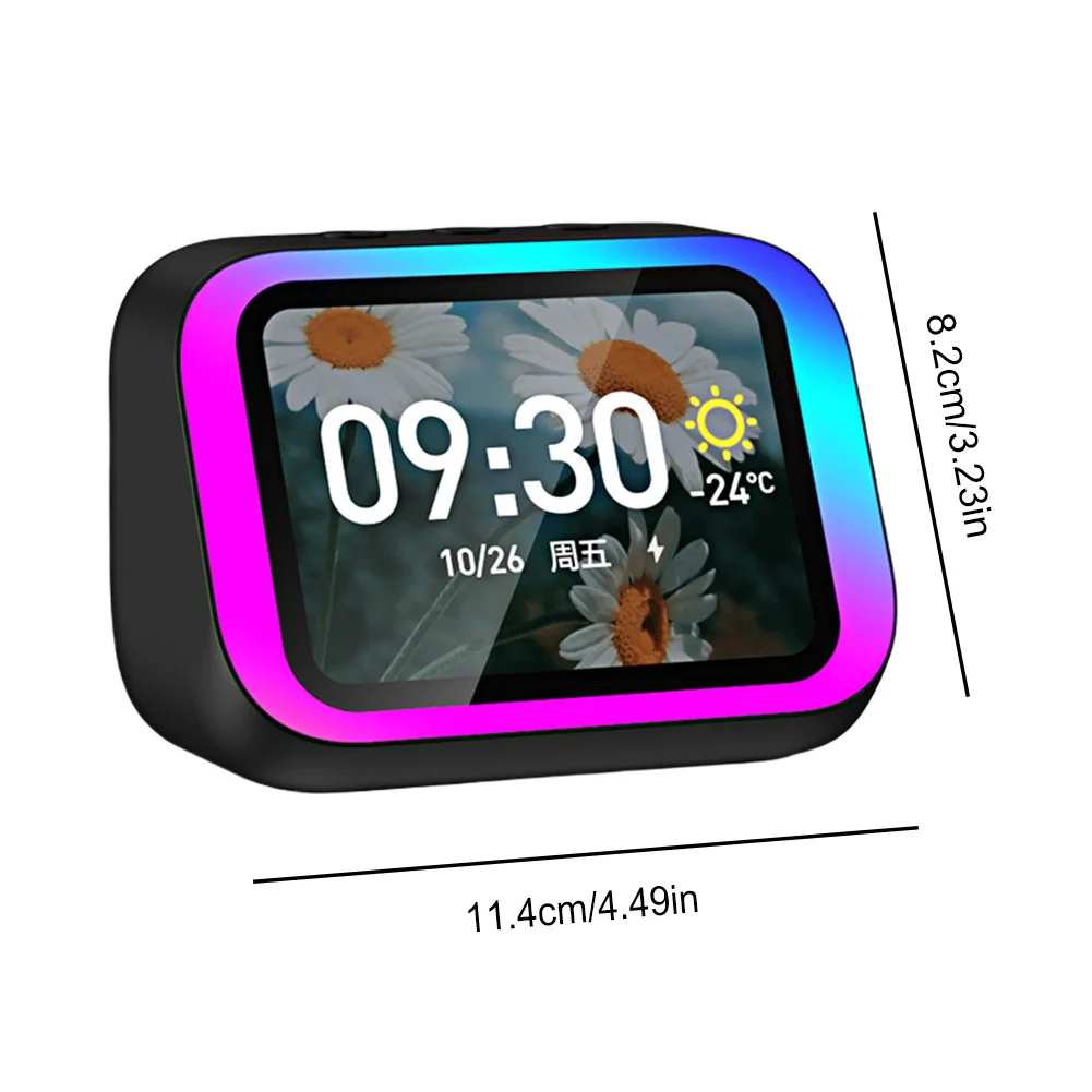 Smart Speaker Voice Assistant Portable BT Speaker with RGB Lights for Bedroom Living Room