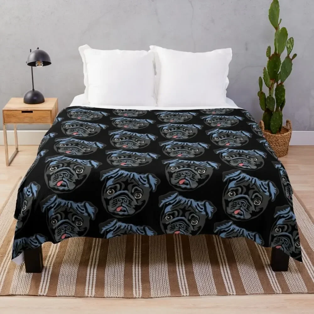 

Black pug Throw Blanket Fluffy Shaggy For Baby Quilt Nap fluffy Blankets