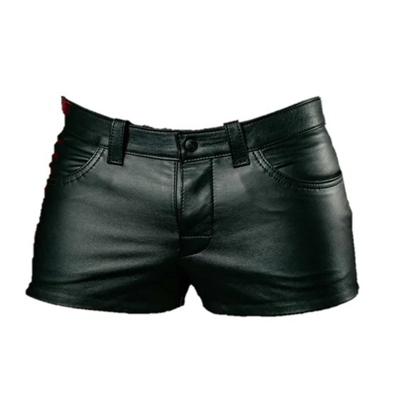 Fashion Men Shorts Solid Color Casual Mens Short PU Leather Pants Spring Summer Men Punk Style Black Shorts for Men 5