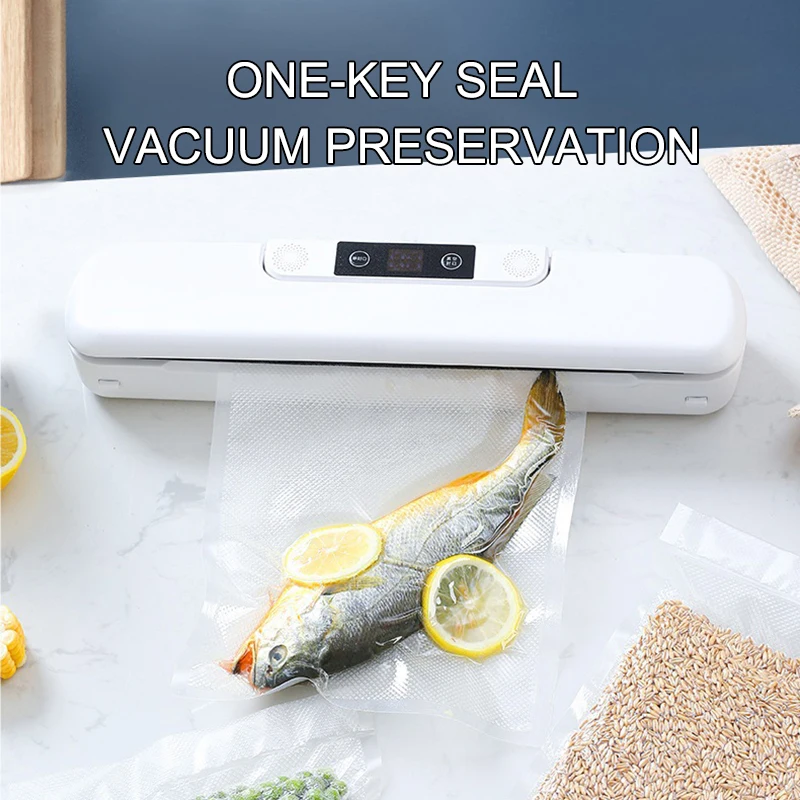 Vacuum Sealer MachineCompact Food Saver with Vacuum Sealer Bags Dry Moist Fresh Modes Air Sealing for Kitchen Food Storage White 5