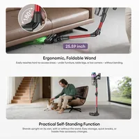 Aspirateur sans fil Ultenic U18 Power Pro, aspiration puissante de 55 kPa, moteur de 600 W, autonomie jusqu'à 80 minutes, brosse à rouleaux anti-emmêlement, écran LED intelligent, filtration à 6 couches, station de charge murale pour poils d'animaux et sols durs 7