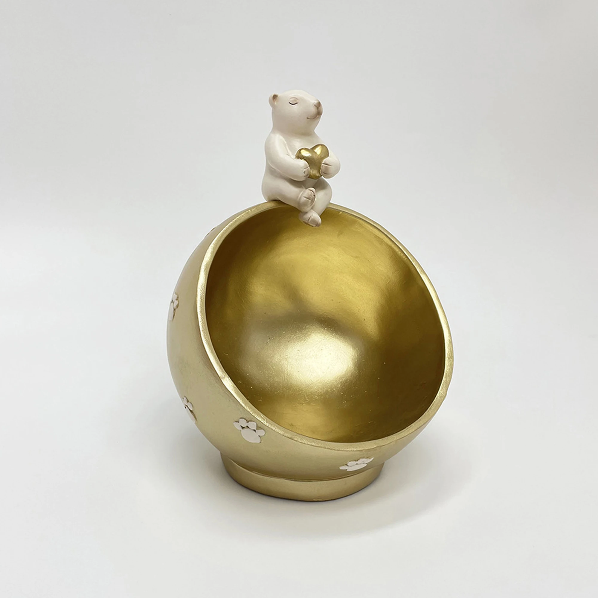 Valentine s Day Love Heart Shaped Jewelry Tray Resin Bear Figurine Decorative Candy Dish Table Centerpiece for Home Party