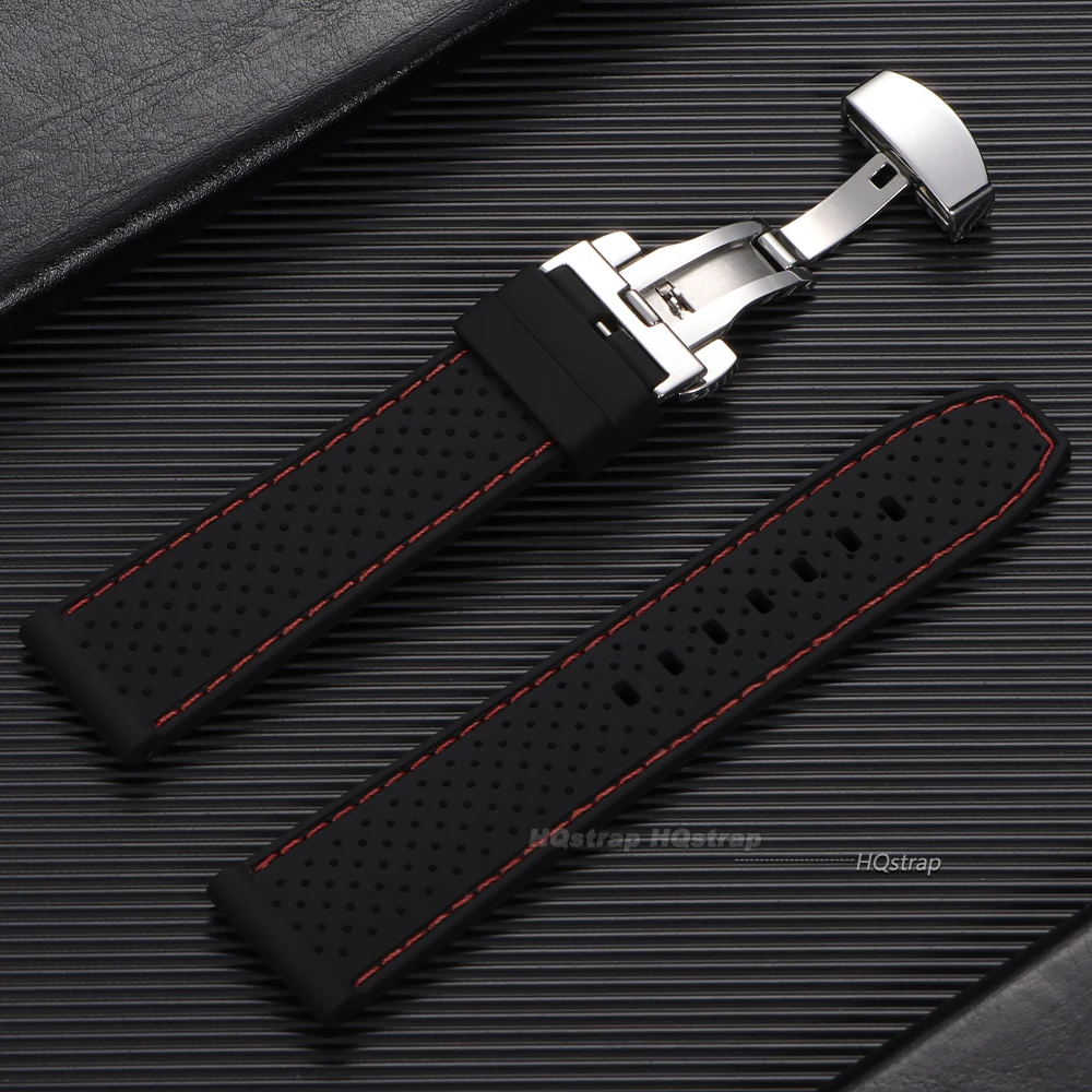 Silicone Sport Watch Strap with Butterfly Buckle - Breathable Waterproof Wristband