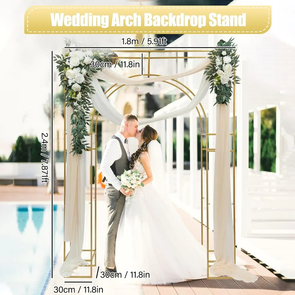 Wedding Arch Backdrop Stand, Wedding Arches for Ceremony Square Metal Balloon Arch Stand Garden Arbor Frame for Birthday