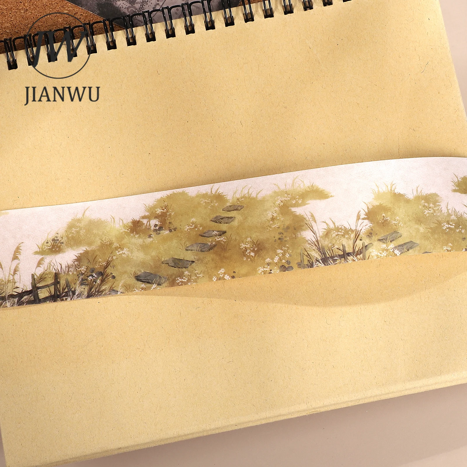 JIANWU 40mm*200cm 빈티지 가을 초원 풍경 소재 콜라주 스크랩북 PET 테이프 창의적인 DIY 저널 문구류