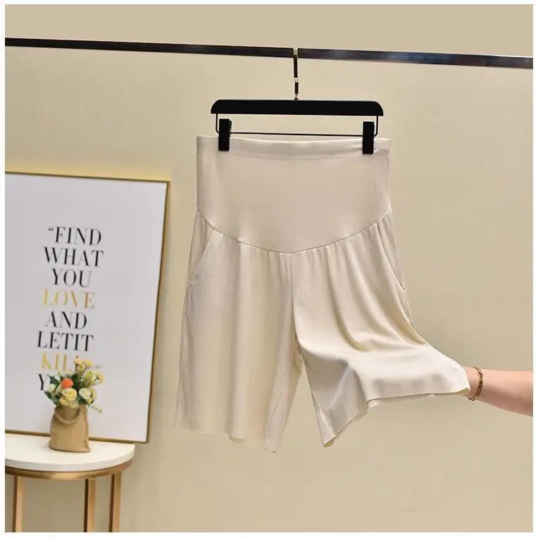 Women's Summer Maternity Shorts Pants Thin Five-point Pants Fashion Ice Silk Wide-leg Pants Loose Casual Pants 4