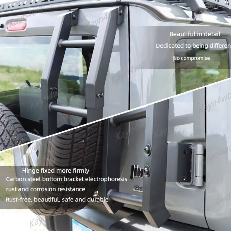 سلم تسلق خلفي من الألومنيوم لسوزوكي جيمني ، ملحقات 4x4 للطرق الوعرة ، رف أمتعة توسيع السقف ، JB64 JB74