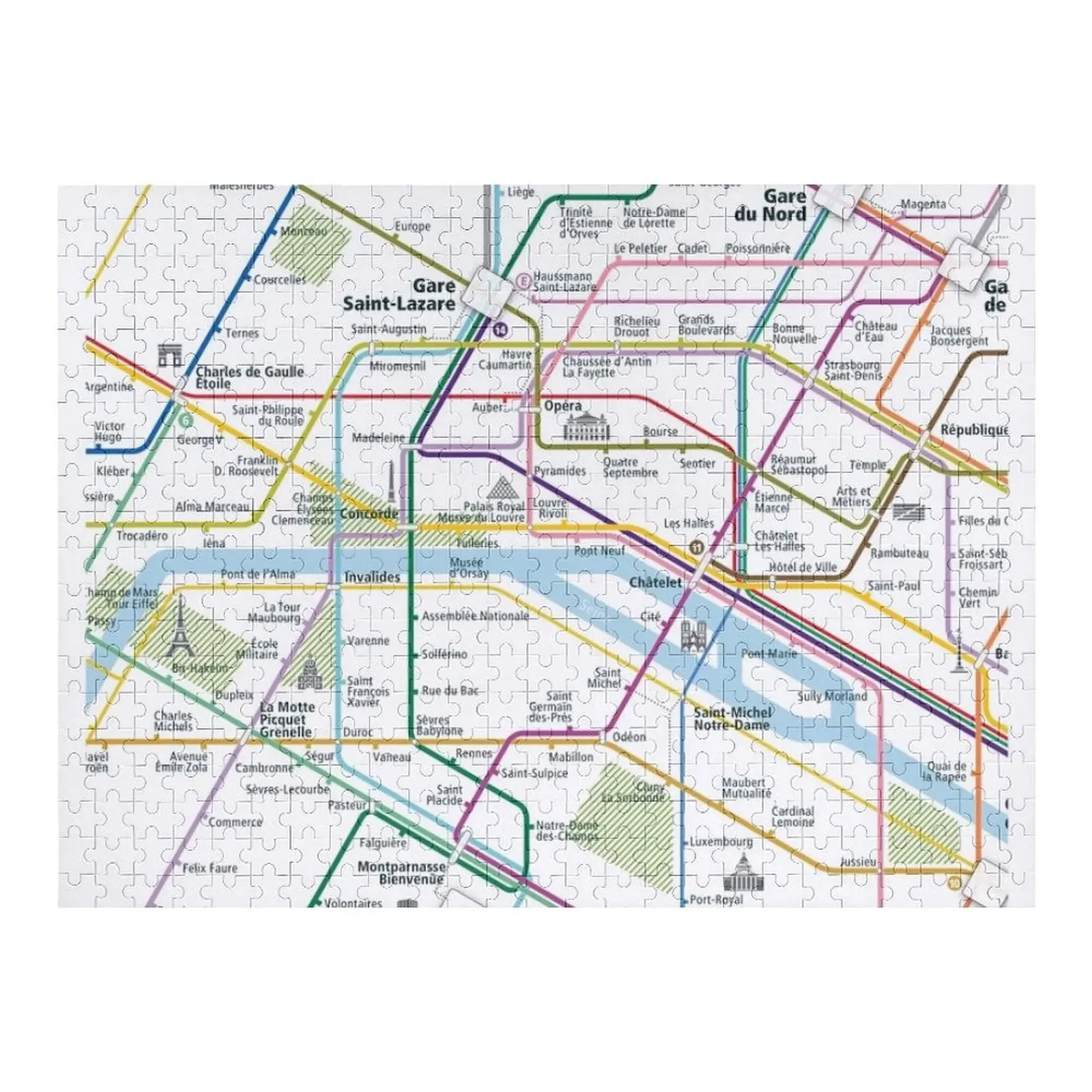 Paris City Rail Map Square Jigsaw Puzzle Personalized Wooden Name Baby Wooden Puzzle