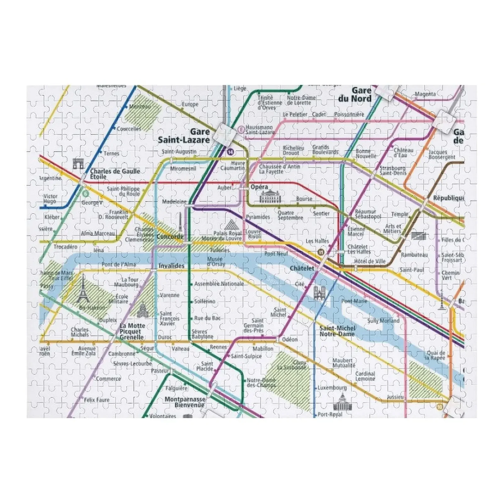 

Paris City Rail Map Square Jigsaw Puzzle Personalized Wooden Name Baby Wooden Puzzle