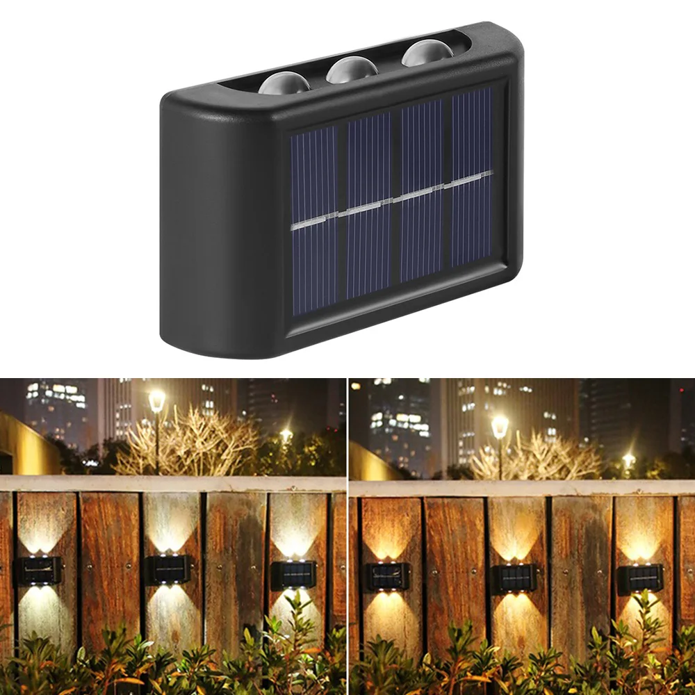LED Solar Wall Lamp Outdoor Waterproof Up and Down Luminous Lighting Garden Landscape Lamp Stairs Fence Light Balcony Decor