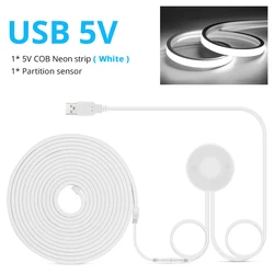 USB Touch Sensor Dimmable LED Strip Light with Hand Sweep Switch - Waterproof Neon Silica Gel Tape - 4 m (WHITE)