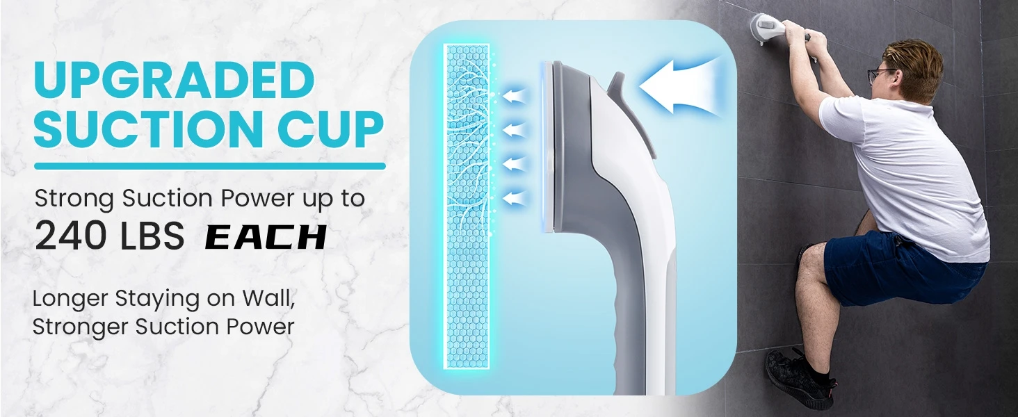 Description Picture 4 of itemTAILI Safety Helping Handle 2pcs Shower Handle Anti Slip Support Toilet Bathroom Safe Grab Bar Handle Suction Cup Handrail