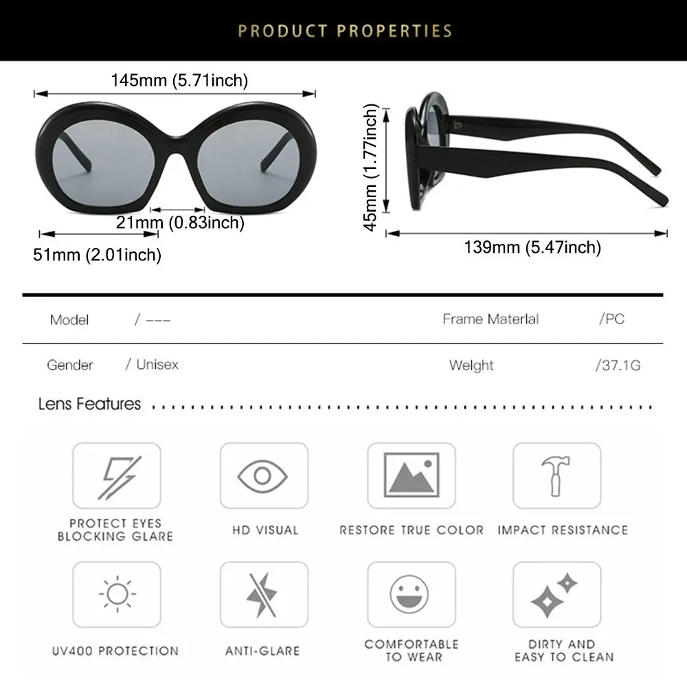Vintage Sunglasses Women Round Oversized Gradient Shades For Vintage Sunglasses
