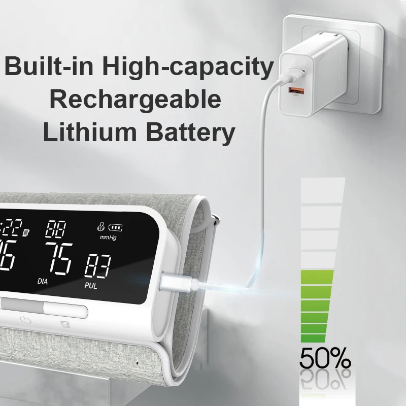 All In One Rechargeable Medical Blood Pressure Meter Monitor Arm Tensiometro Sphygmomanometer Tensiometro