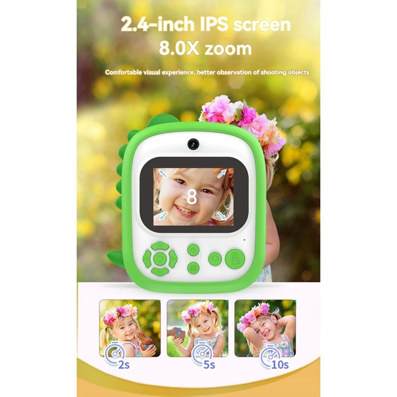 Kids Camera Instant Print Mini Printer 2.4 Inch Screen 12MP 1080P HD Video Camera Kids Instant Digital Camera-Y96A