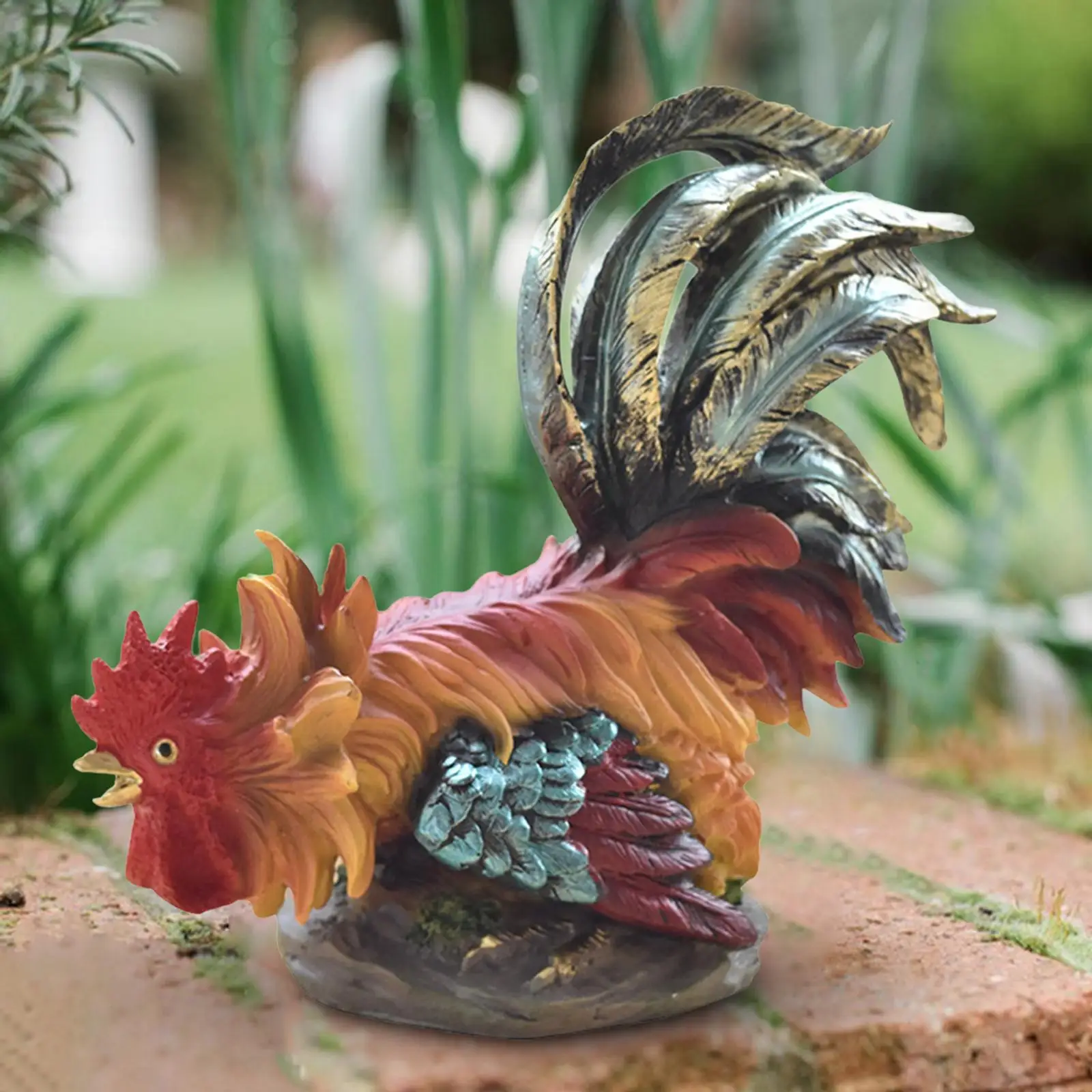 

Rooster Figurine Ornament Crafts Funny Creative Animal Statue Garden Decoration for Outdoor Outside Farmhouse Backyard Pond