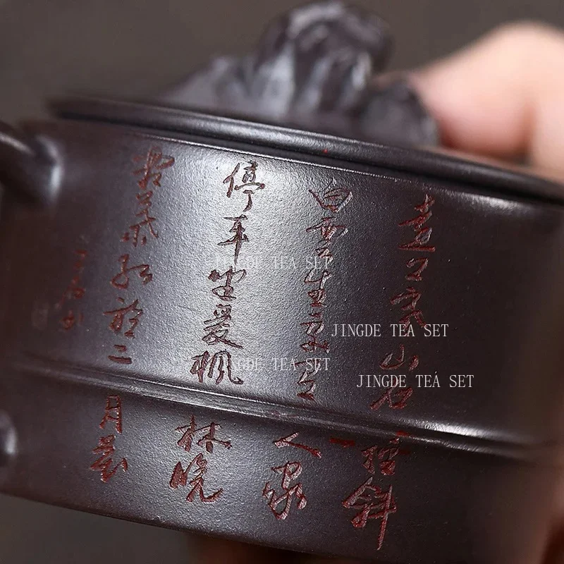 Yixing 150ml Purple Clay Pot Original Mine Hundred Eyes Purple Mud the Taihu Lake Bamboo Stone Teapot Kung Fu Tea Set