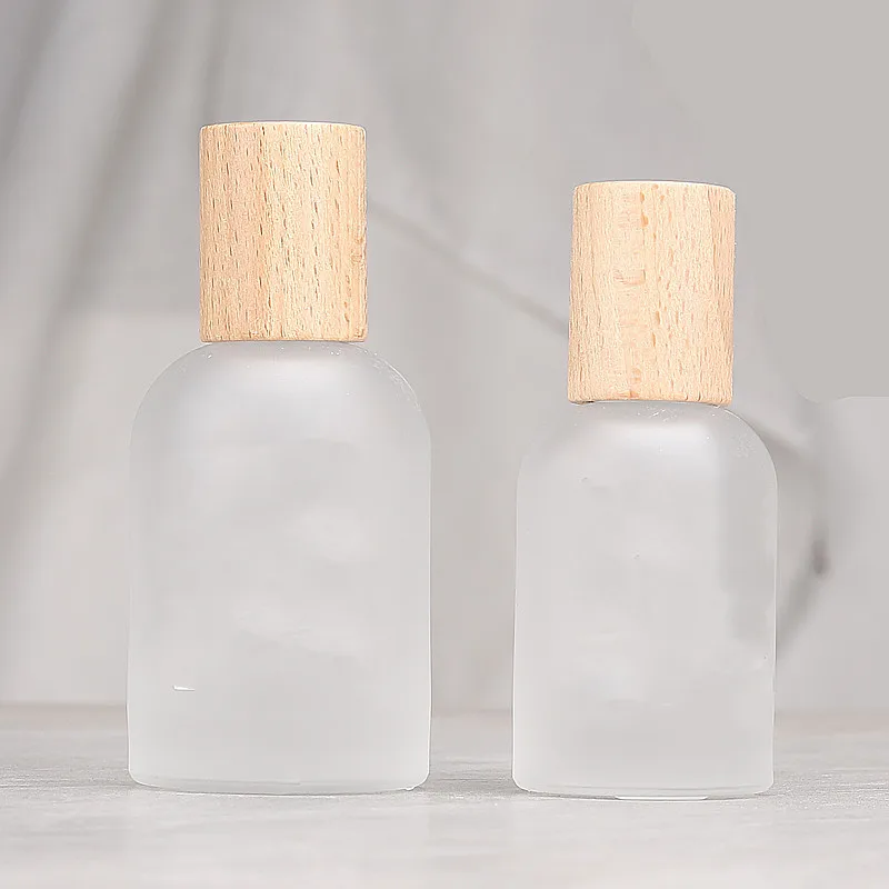 10pcs 30/50ml Frosted Glass Perfume Bottles – Refillable Screw Wooden Lid Atomizer Cont... - SKU PBBS1835 - UGI Packaging