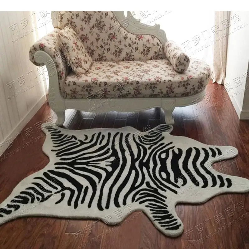 

Fashion Black And White Stripes Rug Tiger pattern carpet Bedroom Sitting Room Sofa Carpet Custom Acrylic Mats