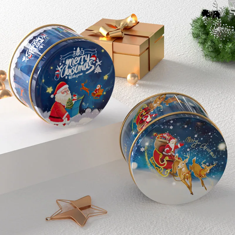 Gift Tin Holiday Themed Tins Set of 2 Small Christmas Tins Present Shaped  Tins
