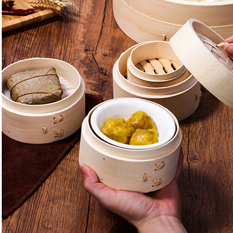 Household Bamboo Steamer Multifunctional Steamed Buns Steaming Drawer Cantonese Dim Sum Steamed Grid Kitchen Cookware Tools