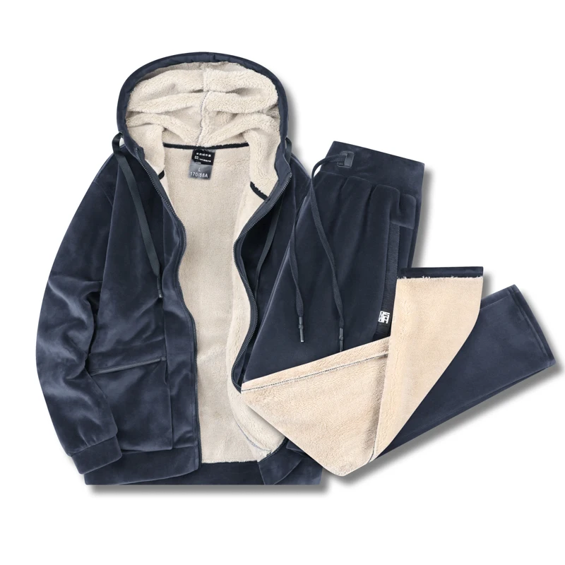 

2023 Large Size Mens Winter Fleece Sets Thick Hoodies Pants Set Hooded Sweatshirt Sportswear Tracksuits Casual Sweat Suits 8XL