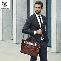 BULLCAPTAIN Leather Laptop Bag, Top Layer Leather 15" Laptop Bag Men's Laptop Briefcase Briefcase Work Business Travel Bag 053 2