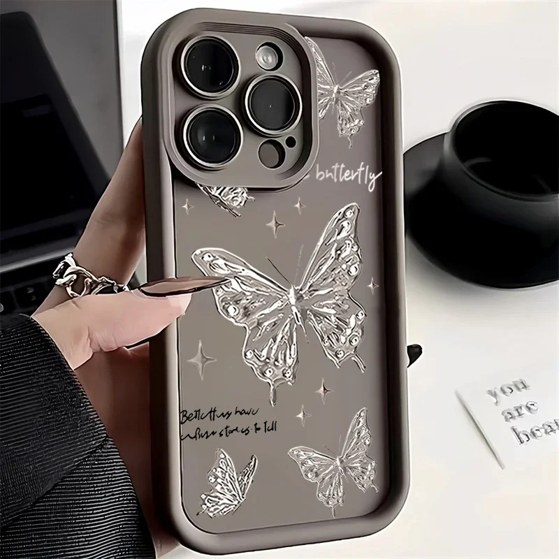 Gold Butterfly Soft Silicone Phone Case Cover