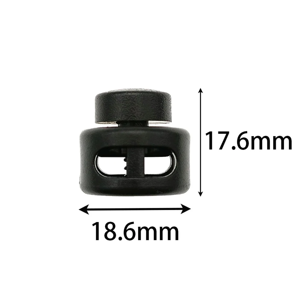 10 Pcs Plastic Nylon Spring Buckles Black Elastic Hanging Clock Rope-Adjustable Elastic Buckle Double-Hole Pig Nose Stopper