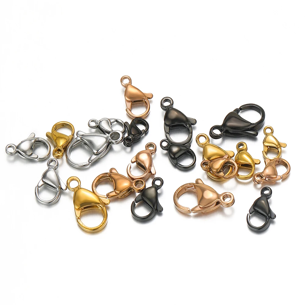 Semitree 25Pcs Stainless Steel Gold Black Lobster Clasps Jewelry