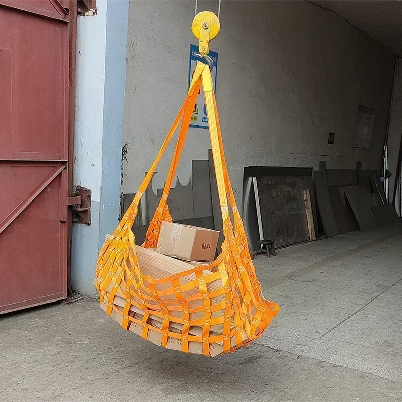 Bulk Cargo Loading Unloading Transfer Hoisting Net Marine Lifting Net Wharf Mesh Flat Sling Fall Protection Size 1m 1.5m cargo lifting net