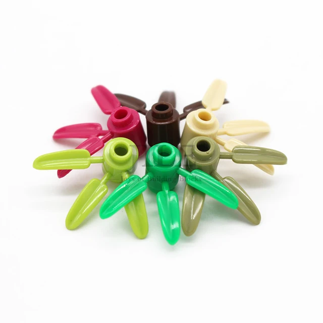 110pcs MOC DIY Building Blocks Plant Brick Round 1x1 with 3 Bamboo Leaves Tree Compatible 30176 Children Figures Plastic Toys 4