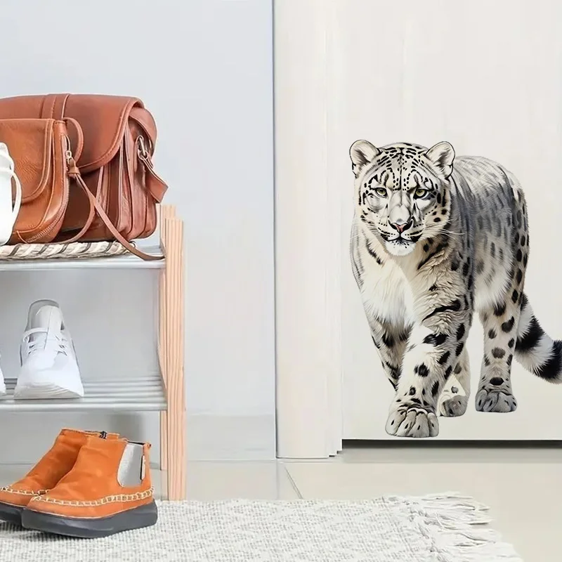 Snow Leopar Wall Sticker Water-proof & UV-resistant Decal Used for Wall Bathroom Cabinet Door Toilet Lid Car Laptop QT11