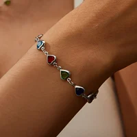 Zunders'-Bracelets en cristal rouge élégant pour femmes, bijoux de poignet en métal, coeur coloré, fête de mariage, cadeau de fille 4