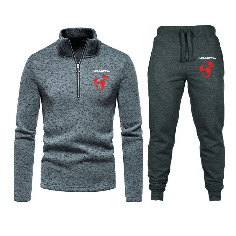 

Autumn Winter Men's Sweater Set abarth logo print Fashion casual fleece Comfortable high quality Men's Hoodie Sweatshirt Set