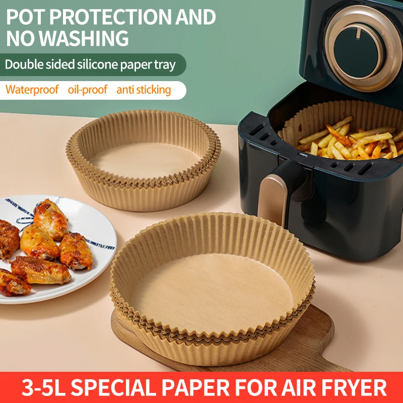 

100PCS Air Fryer Special Paper Silicone Oil Paper Tray Paper Holder round Oil-Absorbing Paper Holder Food Pad Paper Baking Paper