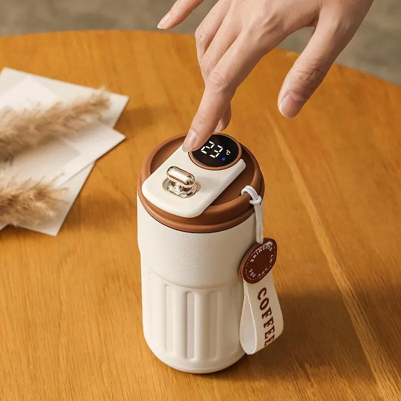 Stainless Steel Insulated Water Bottle Display Temperature Coffee Cup Intelligent Car Mounted Gift Drinking Tool