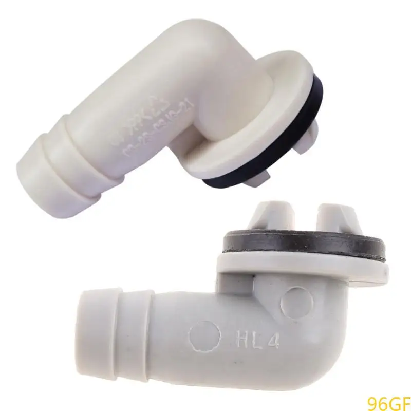 96GF Drain Hose Connector Elbow 15mm/0.59in with Rubber Ring No Leaking Easy to Install for Air Conditioner External Unit