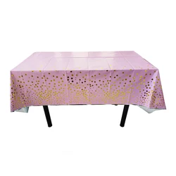 Elegant Disposable Tablecloth - Multi - Color Plastic Party & Event Decor - 1pc 137x274cm (Gold dot pink)