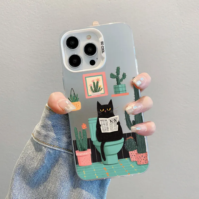 Lovely Cartoon Cat Laser Phone Case - Shockproof Protective Cover