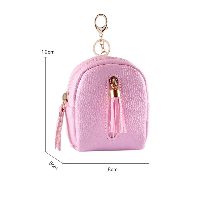 Cute Bag Shaped Tassel Double Layer Coin Purse for Women Girls Mini Backpack Keys Card Keychain Handbag coin purse women wallet coin wallet