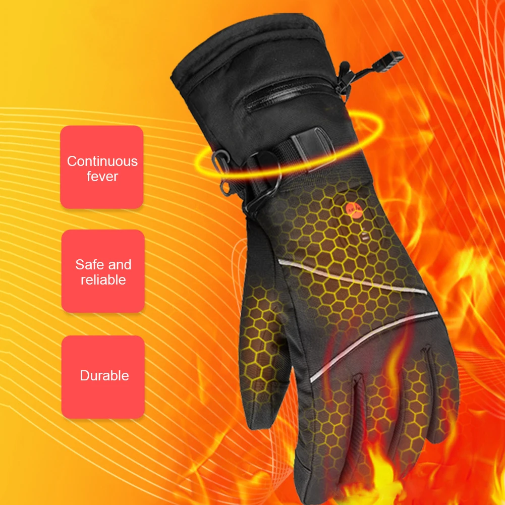 1 Pair Electric Heating Gloves Windproof Winter Gloves Touchscreen Men Women for Ski Cycling for Motorcycle for Sports Hiking