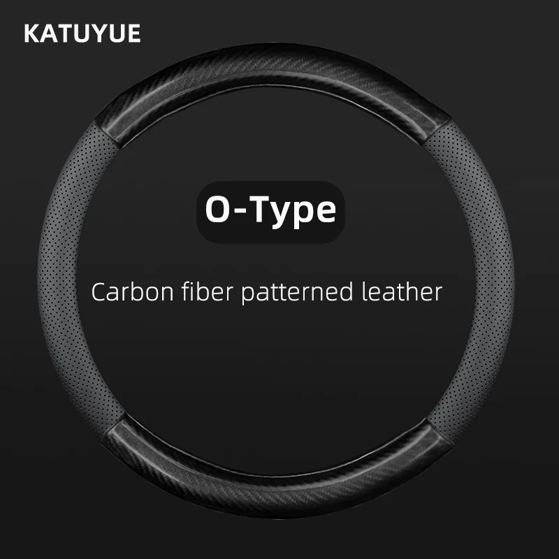 Steering Wheel Cover Universal Car Carbon Fiber Leather Three-dimensional Anti Slip Timple And Fashionable Accessories steering wheel cover